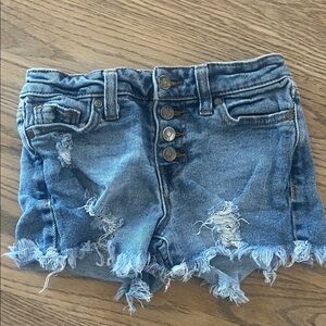 Celebrity Pink Blue Distressed Jean Shorts